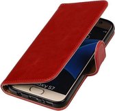 Rood Pull-Up PU booktype wallet cover hoesje voor Samsung Galaxy S7