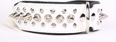Dog's Companion - Leren halsband - met spikes - 45-53cmx40 mm - Wit/Zwart - 997wit/zwart