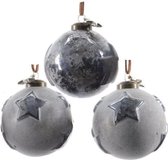 Glas Kerstballen Ster (8cm) Box 3 Stuks Blue