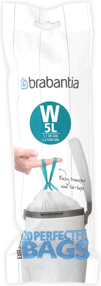 Goedkoopste Brabantia PerfectFit Afvalzak met trekbandsluiting - 5 l - Code W - 20 stuks