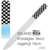 MILANO Professionele Kristal Glas Nagelvijl, Glass Nailfile, tweezijdig, Black & White