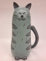 beeldje kat zittend pastel blauw grijs