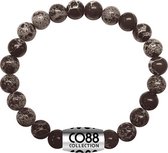 CO88 Collection 8CB-17021 - Armband met bead - Snowflake natuursteen 6 mm - one-size - zwart