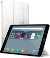 Hoes geschikt voor Samsung Galaxy Tab E 9.6 - Marmer Wit Tri-Fold Book Case Cover Leer - Hoesje van iCall
