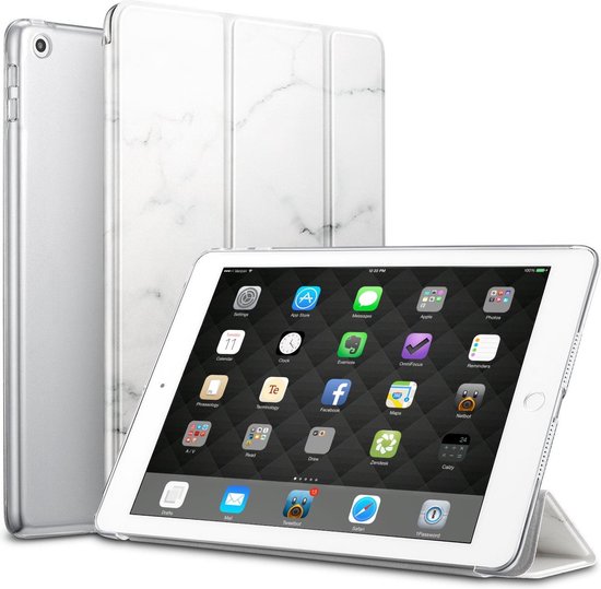 warmte krullen Huisje Apple iPad 2 / 3 / 4 Hoes Marmer Wit Tri-Fold Book Case Cover Leer - Hoesje  van iCall | bol.com