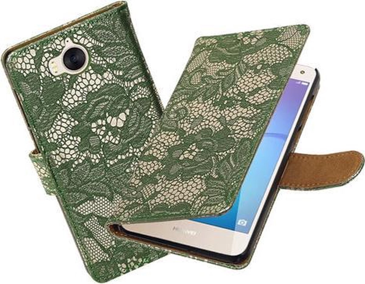 BestCases.nl Huawei Y5 2017 / Y6 2017 Lace booktype hoesje Donker Groen