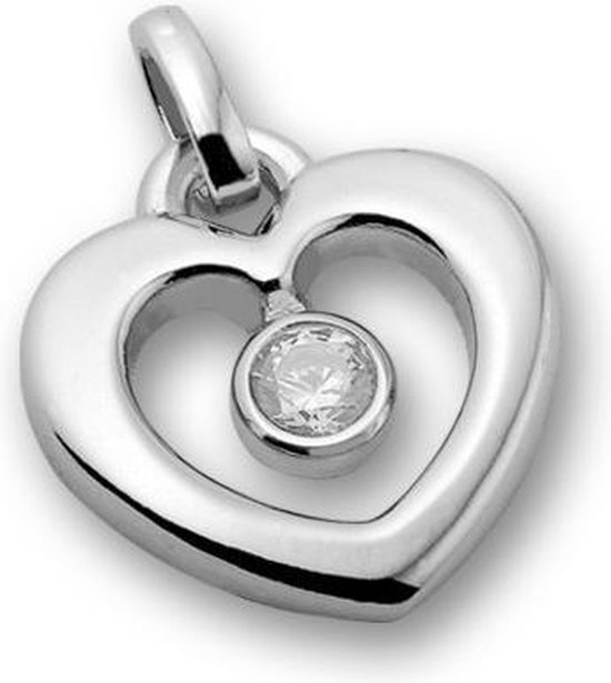 Pendentif coeur ajouré TRESOR avec pierre zircon Swarovski - Argent