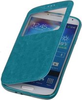 Polar View Map Case Turquoise Samsung Galaxy S4 I9500 TPU Bookcover Hoesje