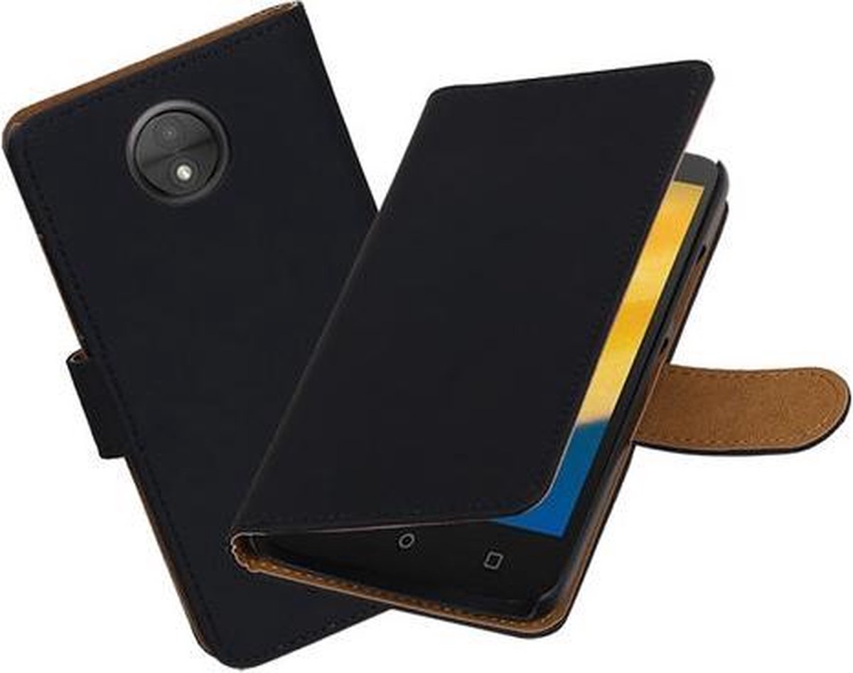 BestCases.nl Motorola Moto C Effen booktype hoesje Zwart