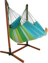 Hangstoel XXL Aqua met bamboe standaard