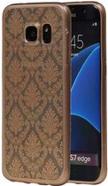 TPU Paleis 3D Back Cover for Galaxy S7 Edge G935F Goud