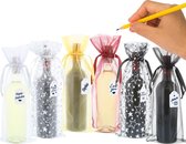 Set van 10 verschillende wijn-champagne zakjes-tasjes met Gratis cadeaulabels