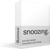 Snoozing - Hoeslaken - Extra hoog - Eenpersoons - 80x200 cm - Percale katoen - Wit