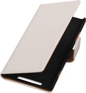 Croco Bookstyle Wallet Case Hoesjes voor Nokia Lumia 830 Wit