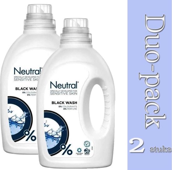 Duo Pack- 2x Neutral 0% Parfumvrije Wasmiddel Zwart - 20 wasbeurten-8710447487976
