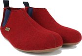 Haflinger Hygge Chelsea Boots Pantoffel - Robijn rood - 36 - Voetbed, Vilt, Blauw elastiek, uitneembare zool