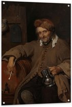 Tuinposter – Oude meesters - De oude drinker, Gabriël Metsu, ca. 1661 - ca. 1663 - 80x120cm Foto op Tuinposter  (wanddecoratie voor buiten en binnen)