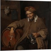 Dibond - Oude meesters - De oude drinker, Gabriël Metsu, ca. 1661 - ca. 1663 - 80x80cm Foto op Aluminium (Met Ophangsysteem)