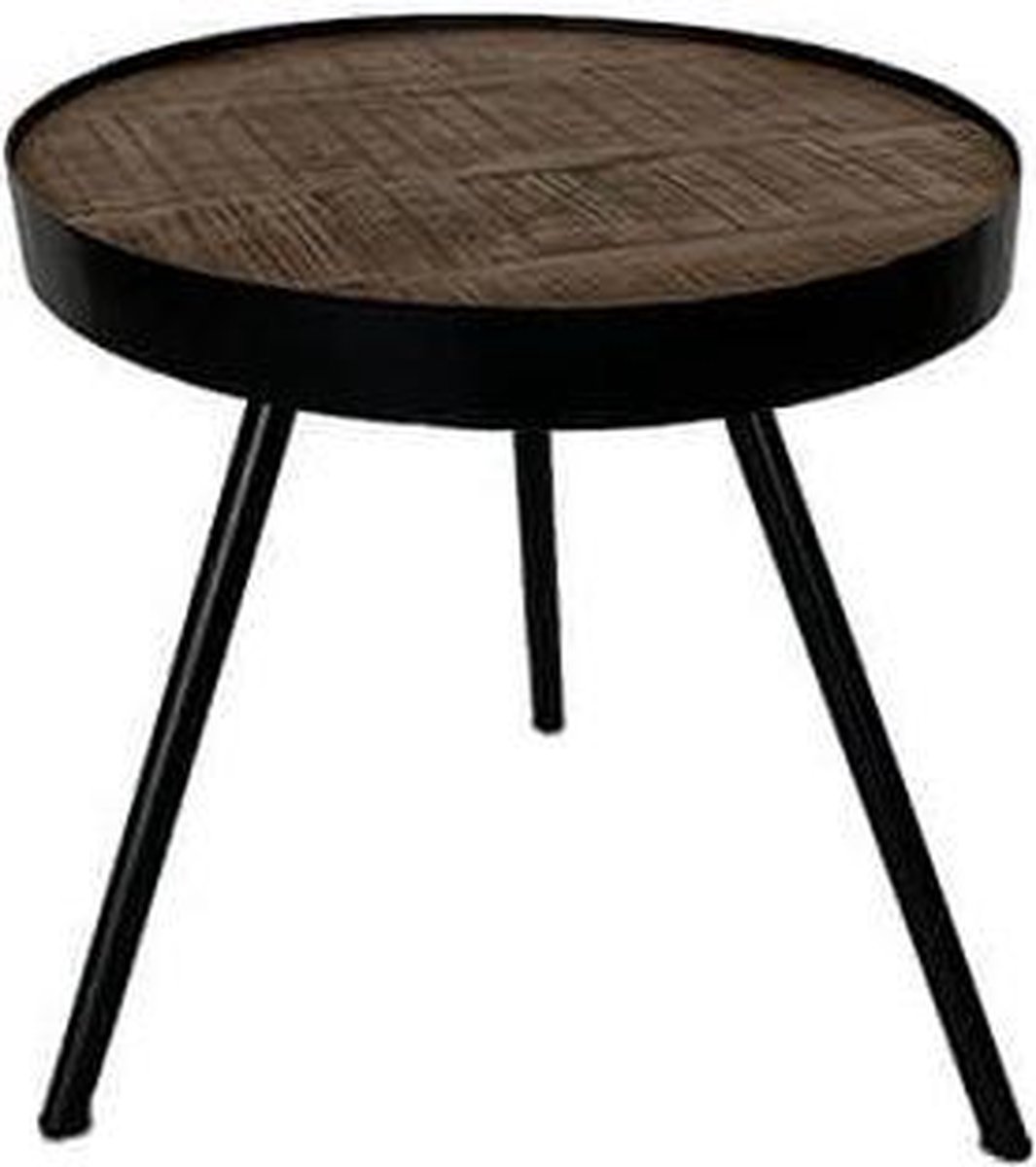 by Mooss - Bijzettafel - Driepoot - Rond - Ã˜ 45 - Hout - Metaal - Bruin - Zwart - Trendy
