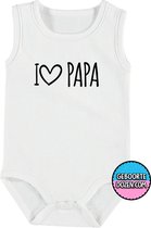 Romper - I love papa - maat 98/104 - kap mouwen - baby - baby kleding jongens - baby kleding meisje - rompertjes baby - kraamcadeau meisje - kraamcadeau jongen - zwanger - stuks 1