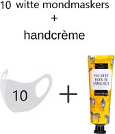 10 Witte Herbruikbare Mondkapjes met Luxe Handcreme | Uitwasbaar | Flexibel | Ice Silk | Comfortabel