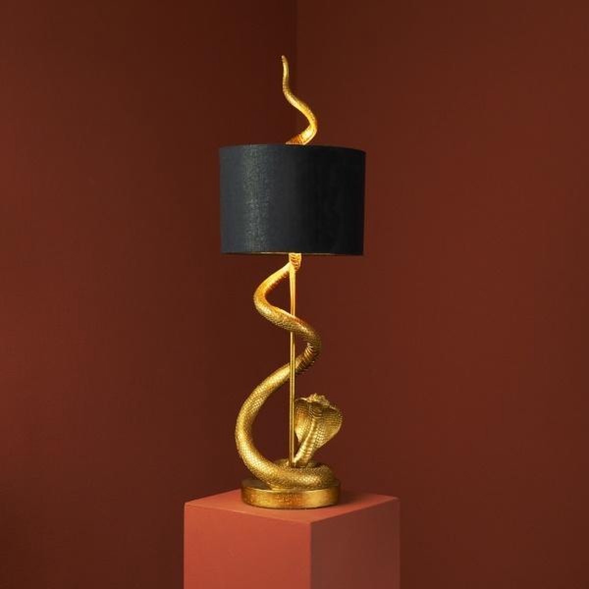 Clayre & Eef Lampe de table Serpent Ø 26x48 cm Couleur or Noir Plastique