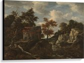 Canvas  - Oude Meesters - Rotsachtig landschap, Jacob Isaacksz van Ruisdael - 100x75cm Foto op Canvas Schilderij (Wanddecoratie op Canvas)