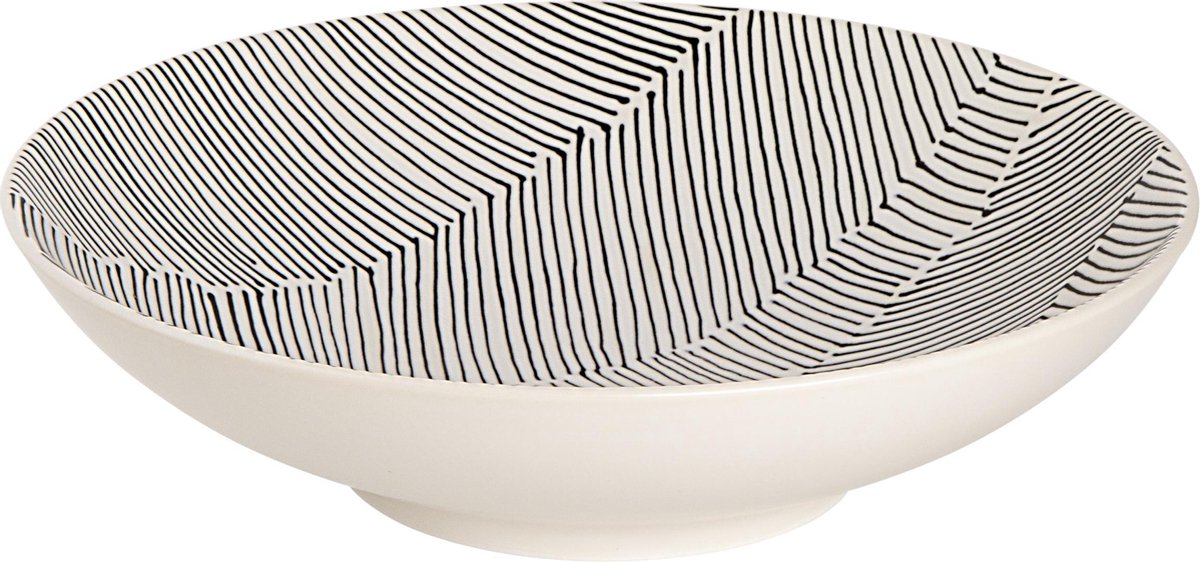 Palmer - Leaf - Schaal - Kom - Reliëf - 70 cl - ø 19 cm - Wit/Zwart - Stoneware - Bordenset