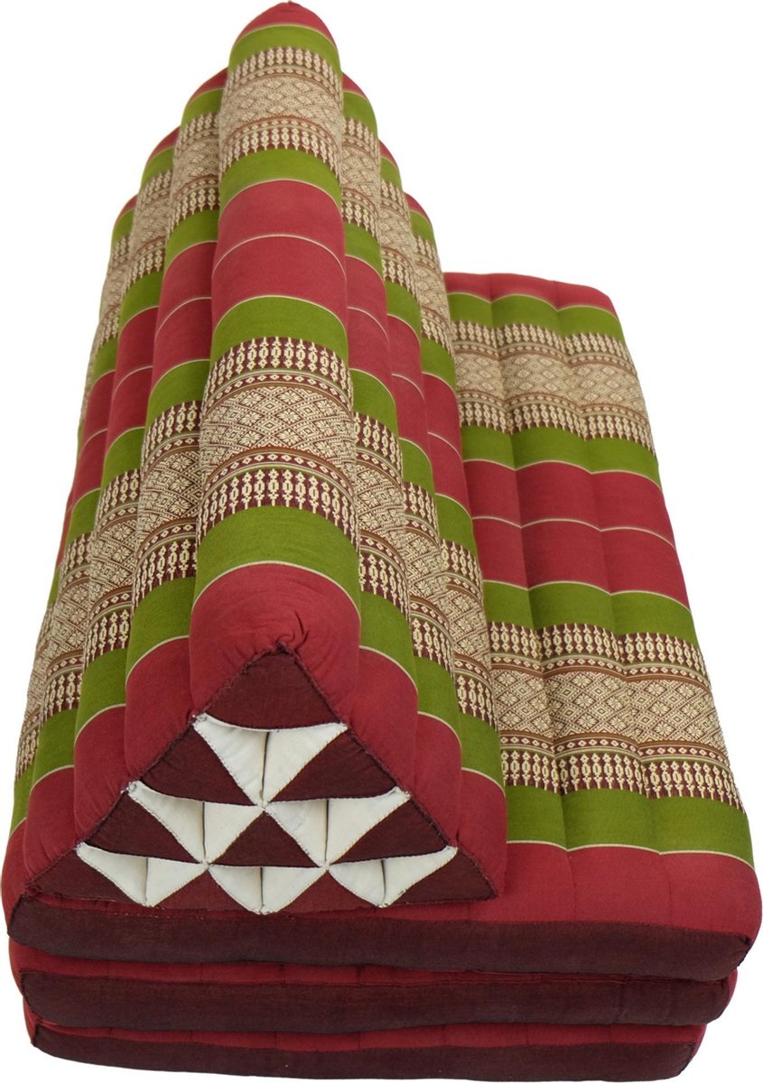 Fine Asianliving Thais Kussen Meditatie Driehoek Vloer Ligmat Yoga Uitklapbaar Kapok 80x190x7cm XXXL Bordeaux Groen Meditatie Mat Matras