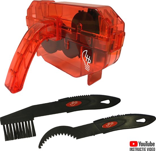 LHP Fietsketting Reiniger Apparaat 5-in-1 Set - Cyclon Bionet Ketting Ontvetter 250 ml + All Weather Lube 25 ml - Kettingreiniger - Rood