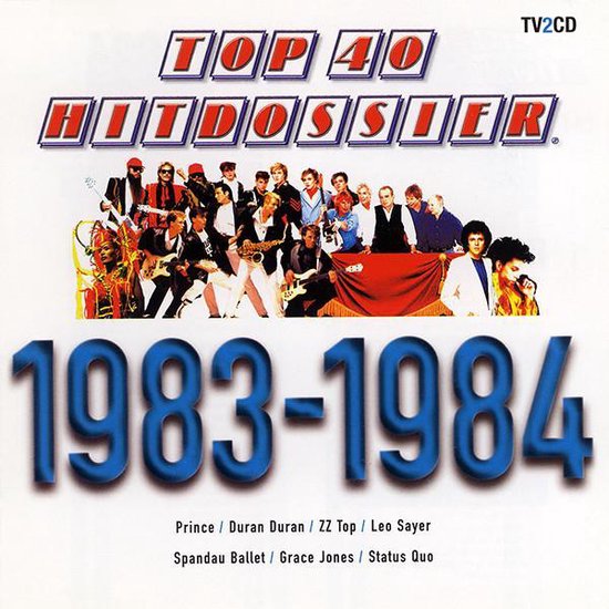 Albumhoes met de tekst "TOP 40 HITDOSSIER 1983-1984" en een groepsfoto van artiesten.