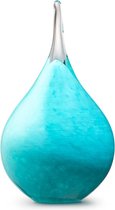 Urn / Mini Urn - Urn Druppel Medium Turquoise - Urn voor as - Urn Hond - Urn Kat - Urn Glasobject- Urn Kunst - As-Gedenkstuk – Glas urn