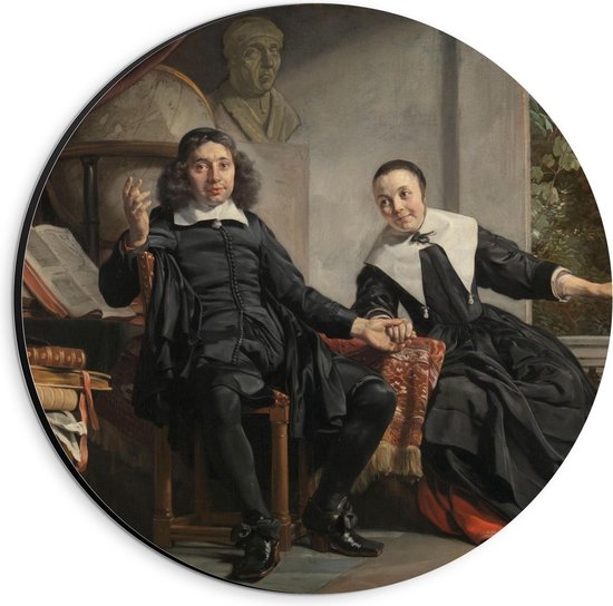 Dibond Wandcirkel - Oude Meesters - A. Casteleyn en echtgenote M. van Bancken, Jan de Bray - 20x20cm Foto op Aluminium Wandcirkel (met ophangsysteem)
