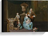 Canvas  - Oude meesters - Diederik baron v Leyden, vrouw, zonen, Willem v Mieris - 40x30cm Foto op Canvas Schilderij (Wanddecoratie op Canvas)