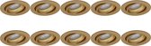 Spot Armatuur 10 Pack - Pragmi Delton Pro - GU10 Fitting - Inbouw Rond - Mat Goud - Aluminium - Kantelbaar - Ø82mm - BES LED