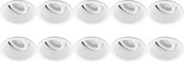 Spot Armatuur 10 Pack - Pragmi Zano Pro - GU10 Fitting - Inbouw Rond - Mat Wit - Aluminium - Kantelbaar - Ø93mm - BES LED