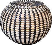 Nusa Originals - Rotan Opbergmandje - Handgemaakt en Komvormig - Natural & Black - 25x20cm