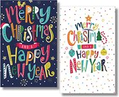 20 Dubbele Kerstkaarten - Folie - Witte envelop - 10,5 x 16 cm