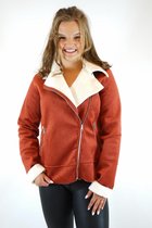La Pèra Roestbruin Corduroy Bontjas Dames Winterjas - Maat L
