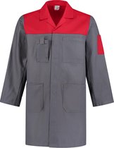 EM Workwear Stofjas 2-kleurig 100% katoen grijs / rood - Maat 2XL / 60-62