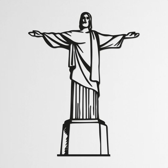 Landmark, Christus de verlosser - Rio de janeiro zwart - Wanddecoratie - Hout - XL 80 cm