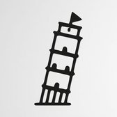 Landmark, Toren van Pisa - Pisa zwart - Wanddecoratie - Hout - XL 80 cm