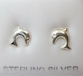 Zilveren oorknopjes dolfijntje 8mm