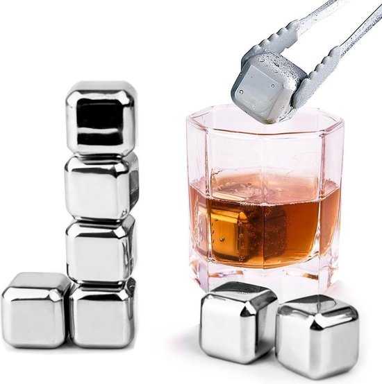 Bol Com Whiskey Ice Cubes Rvs Whiskey Ijsblokjes 4 Stuks Cadeauverpakking