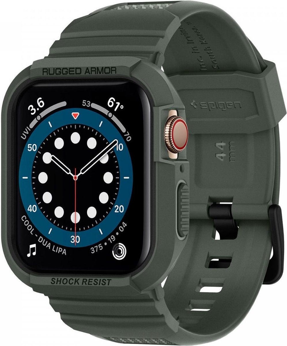 Spigen geschikt voor Apple Watch 4/5/6/7/SE 44/45mm Rugged Armor Pro - Groen