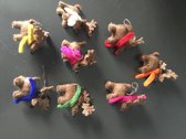 Set van 8 handgemaakte wolvilten rendieren Kersthanger - Fairtrade