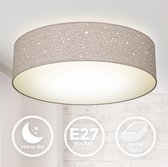 B.K.Licht - Decoratieve Plafondlamp - sterrenhemel effect - kinderkamer lamp - taupe - ronde - Ø38cm - met 2x E27 fitting - excl. lichtbron