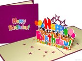 Popcards popupkaarten – Verjaardag Felicitatie Happy Birthday Ballonnen Cadeautjes Kaarsen pop-up kaart 3D wenskaart