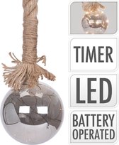 Glazen bal - 10 LED - touw 100cm - met timer