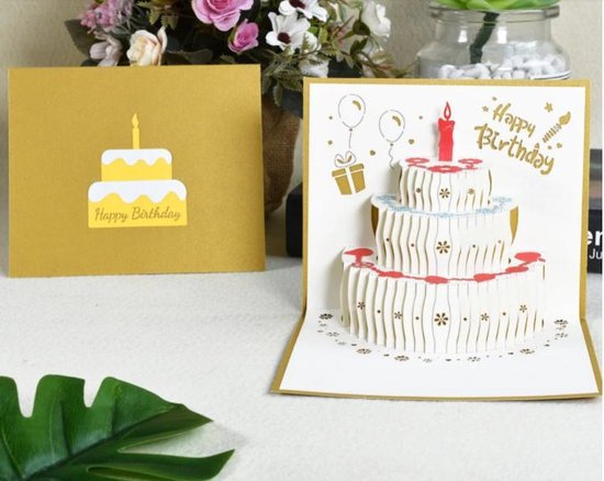 Carte de voeux 3D Happy anniversaire gâteau d'anniversaire - carte